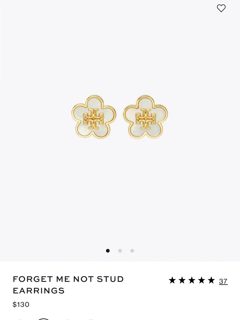 Tory Burch Floral Logo Stud Earrings - White & Gold NWT